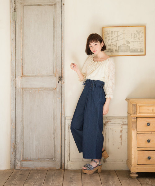 OLIVE des OLIVE（オリーブデオリーブ）の「レースオフショル プルオーバー（Tシャツ/カットソー・レディース・オフホワイト/ピンク/ブラック・FREE）」の20枚目の写真