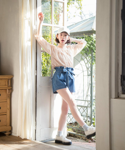 OLIVE des OLIVE（オリーブデオリーブ）の「レースオフショル プルオーバー（Tシャツ/カットソー・レディース・オフホワイト/ピンク/ブラック・FREE）」の21枚目の写真