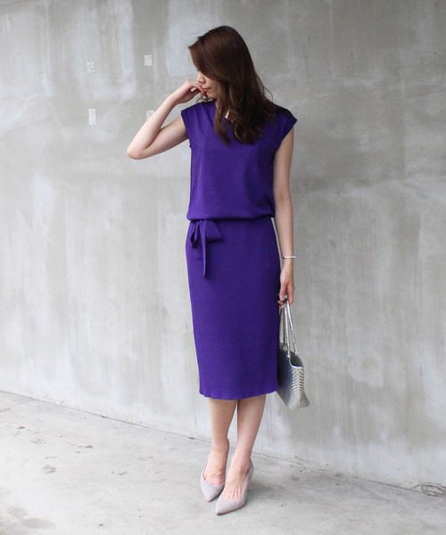 12Twelve Agenda（トゥエルブ　アジェンダ）の「フレンチスリーブタイトニットワンピース（ワンピース・レディース・ブルーグリーン/ネイビー/パープル・M）」の13枚目の写真