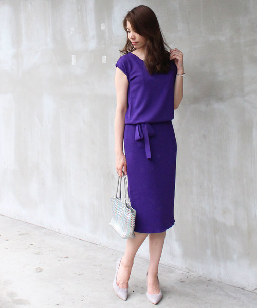 12Twelve Agenda（トゥエルブ　アジェンダ）の「フレンチスリーブタイトニットワンピース（ワンピース・レディース・ブルーグリーン/ネイビー/パープル・M）」の16枚目の写真