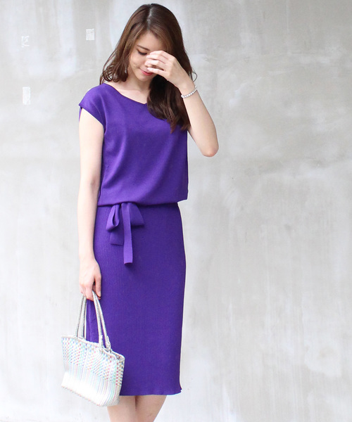 12Twelve Agenda（トゥエルブ　アジェンダ）の「フレンチスリーブタイトニットワンピース（ワンピース・レディース・ブルーグリーン/ネイビー/パープル・M）」の17枚目の写真