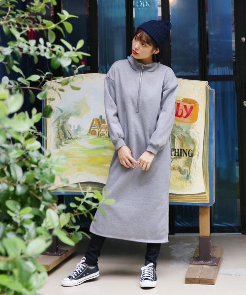 Doula Doula（ドゥーラドゥーラ）の「ハーフジップ スウェットワンピース（ワンピース・レディース・ブラック/ネイビー/グレー・FREE）」の3枚目の写真