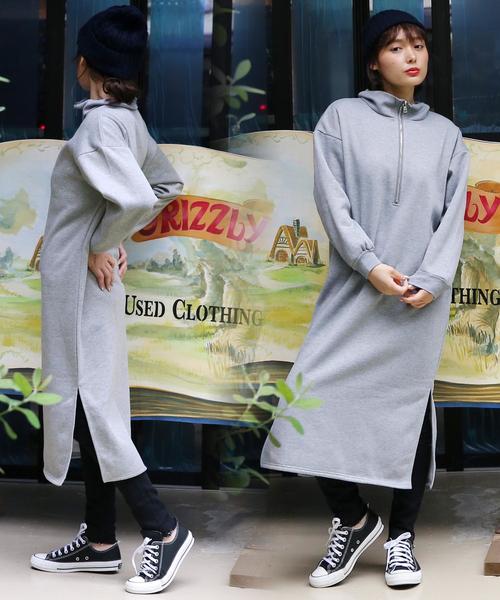 Doula Doula（ドゥーラドゥーラ）の「ハーフジップ スウェットワンピース（ワンピース・レディース・ブラック/ネイビー/グレー・FREE）」の8枚目の写真