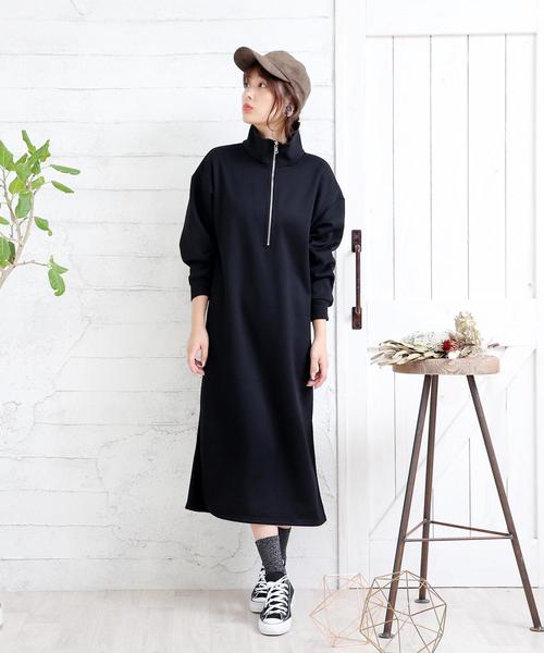 Doula Doula（ドゥーラドゥーラ）の「ハーフジップ スウェットワンピース（ワンピース・レディース・ブラック/ネイビー/グレー・FREE）」の13枚目の写真