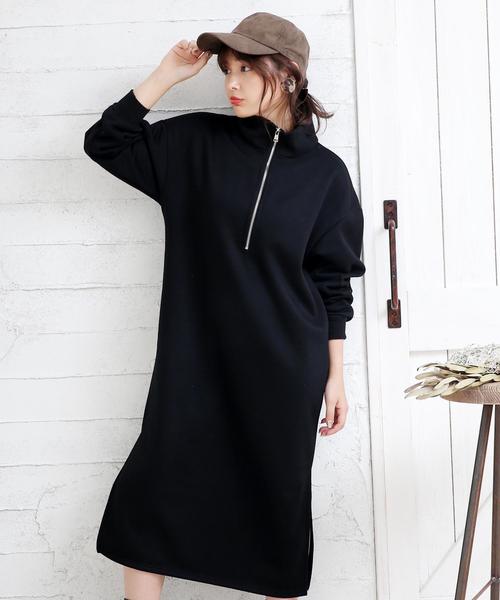 Doula Doula（ドゥーラドゥーラ）の「ハーフジップ スウェットワンピース（ワンピース・レディース・ブラック/ネイビー/グレー・FREE）」の16枚目の写真