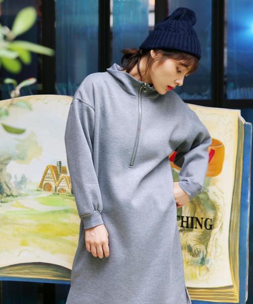 Doula Doula（ドゥーラドゥーラ）の「ハーフジップ スウェットワンピース（ワンピース・レディース・ブラック/ネイビー/グレー・FREE）」の15枚目の写真