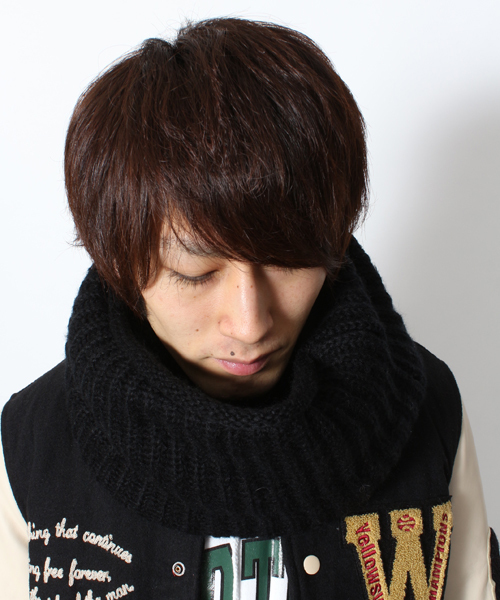 WEGO（ウィゴー）の「WEGO/ニットスヌード（ストール/ショール・メンズ・オフホワイト/ブラック/グレー/サックスブルー/ネイビー/ライトパープル/キャメル/レッド・FREE）」の3枚目の写真