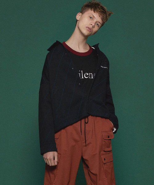 SHAREEF（シャリーフ）の「BIAS LINE SHORT BLOUSON（ブルゾン・メンズ・ネイビー/ブラック/オレンジ・1/3/2）」の3枚目の写真