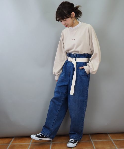 tiptop(ティップトップ)の「レース衿刺繍ロゴスウェットプルオーバー(スウェット・レディース・ブラック/ベージュ/オフホワイト・FREE)」の4枚目の写真