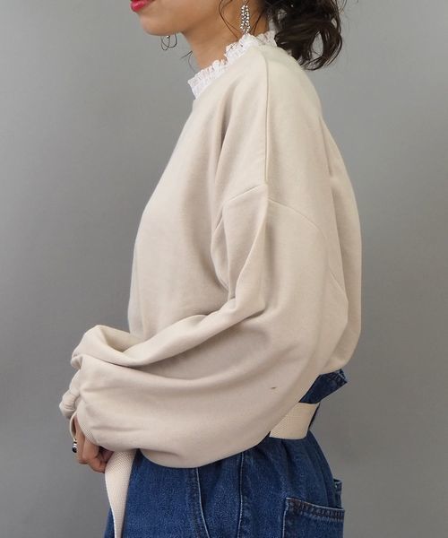 tiptop(ティップトップ)の「レース衿刺繍ロゴスウェットプルオーバー(スウェット・レディース・ブラック/ベージュ/オフホワイト・FREE)」の6枚目の写真