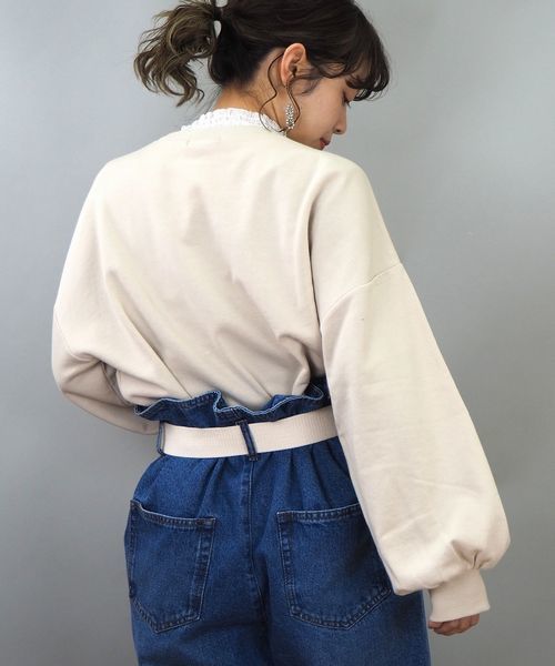 tiptop(ティップトップ)の「レース衿刺繍ロゴスウェットプルオーバー(スウェット・レディース・ブラック/ベージュ/オフホワイト・FREE)」の7枚目の写真