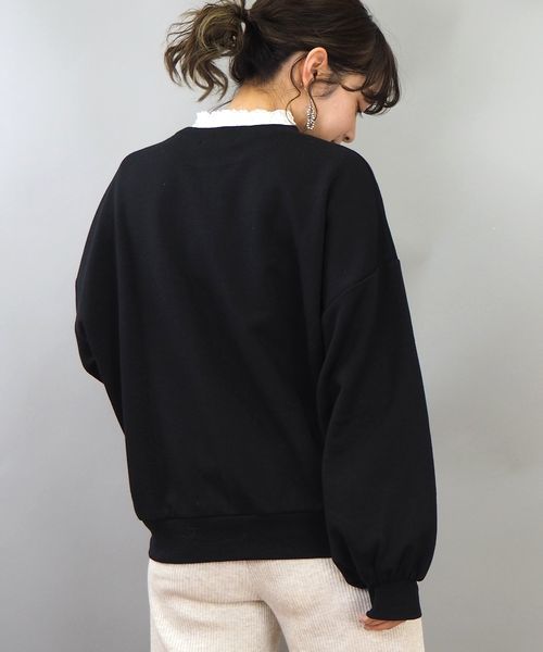 tiptop(ティップトップ)の「レース衿刺繍ロゴスウェットプルオーバー(スウェット・レディース・ブラック/ベージュ/オフホワイト・FREE)」の14枚目の写真