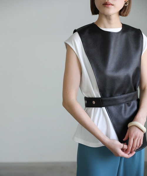 select MOCA（セレクトモカ）の「ディフォメーションフェイクレザーベスト（ベスト・レディース・ブラック/ベージュ・FREE）」の15枚目の写真