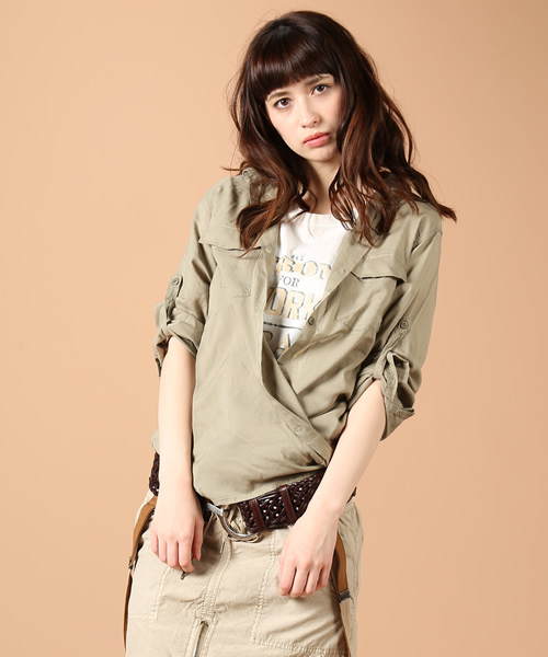 goa(ゴア)の「2wayボーイズシャツ(シャツ/ブラウス・レディース・アイボリー/ベージュ/カーキ・FREE)」の3枚目の写真