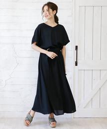 ベルト付  ロングワンピース