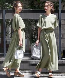 ベルト付 ロングワンピース