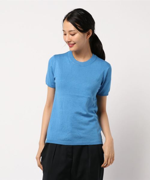 AMERICAN HOLIC（アメリカンホリック）の「クルーネック半袖ニットプルオーバー＊（ニット/セーター・レディース・ブラック系その他4/ピンク/イエロー/ブルー/その他7/ブラック/ベージュ/オフホワイト・L/M）」の6枚目の写真