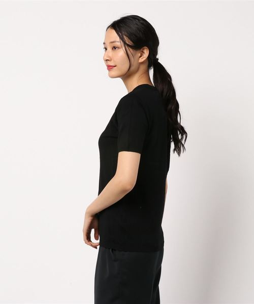 AMERICAN HOLIC（アメリカンホリック）の「クルーネック半袖ニットプルオーバー＊（ニット/セーター・レディース・ブラック系その他4/ピンク/イエロー/ブルー/その他7/ブラック/ベージュ/オフホワイト・L/M）」の9枚目の写真