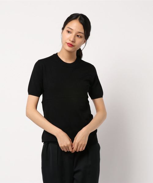 AMERICAN HOLIC（アメリカンホリック）の「クルーネック半袖ニットプルオーバー＊（ニット/セーター・レディース・ブラック系その他4/ピンク/イエロー/ブルー/その他7/ブラック/ベージュ/オフホワイト・L/M）」の12枚目の写真