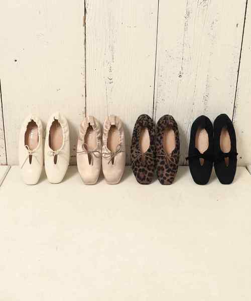 one after another NICE CLAUP（ワンアフターアナザーナイスクラップ）の「リボンつきバブーシュ（バレエシューズ・レディース・アイボリー/ピンクベージュ/レオパード・SMALL/MEDIUM/LARGE）」の18枚目の写真