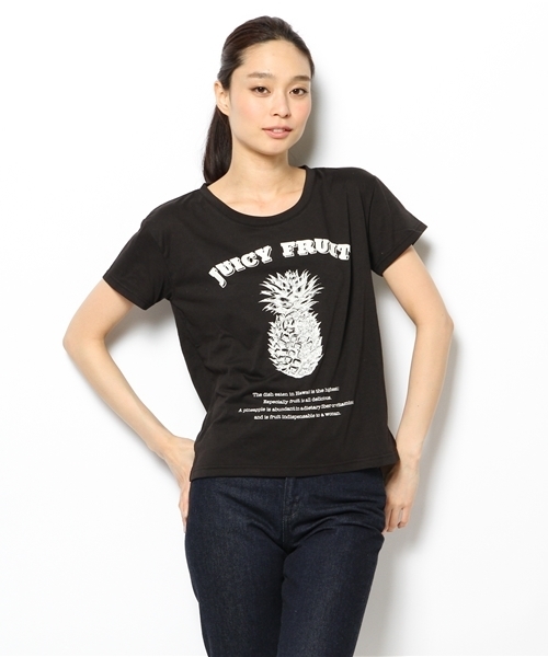 DISCOAT（ディスコート）の「【Discoat】パイナップルPtTシャツ（Tシャツ/カットソー・レディース・オフホワイト/グレー/ブラック・ﾌﾘ-）」の3枚目の写真