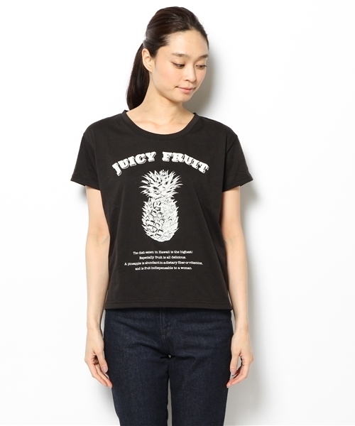 DISCOAT（ディスコート）の「【Discoat】パイナップルPtTシャツ（Tシャツ/カットソー・レディース・オフホワイト/グレー/ブラック・ﾌﾘ-）」の7枚目の写真