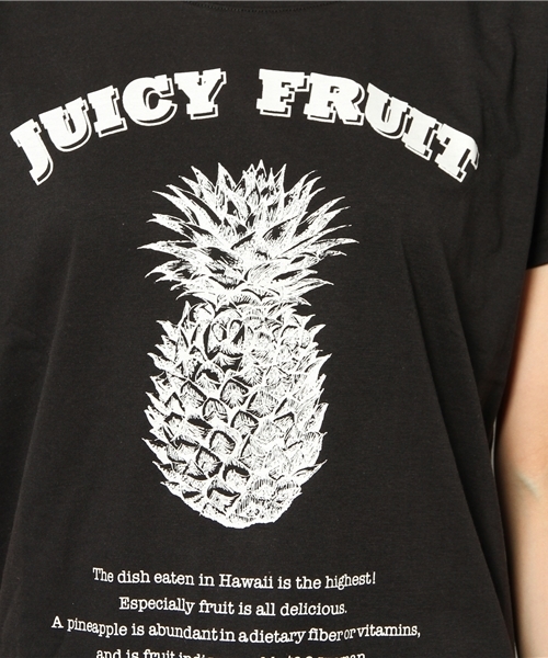 DISCOAT（ディスコート）の「【Discoat】パイナップルPtTシャツ（Tシャツ/カットソー・レディース・オフホワイト/グレー/ブラック・ﾌﾘ-）」の4枚目の写真