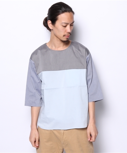 AMERICAN RAG CIE（アメリカンラグシー）の「AMERICAN RAG CIE クレイジーパターンプルオーバーシャツ 107-ANJ-M141-SH109∴（Tシャツ/カットソー・メンズ・ホワイト/ブルー・1/2）」の5枚目の写真