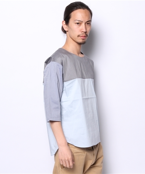 AMERICAN RAG CIE（アメリカンラグシー）の「AMERICAN RAG CIE クレイジーパターンプルオーバーシャツ 107-ANJ-M141-SH109∴（Tシャツ/カットソー・メンズ・ホワイト/ブルー・1/2）」の6枚目の写真