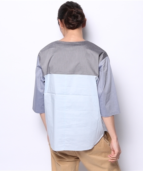 AMERICAN RAG CIE（アメリカンラグシー）の「AMERICAN RAG CIE クレイジーパターンプルオーバーシャツ 107-ANJ-M141-SH109∴（Tシャツ/カットソー・メンズ・ホワイト/ブルー・1/2）」の7枚目の写真