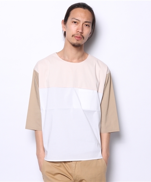 AMERICAN RAG CIE（アメリカンラグシー）の「AMERICAN RAG CIE クレイジーパターンプルオーバーシャツ 107-ANJ-M141-SH109∴（Tシャツ/カットソー・メンズ・ホワイト/ブルー・1/2）」の11枚目の写真