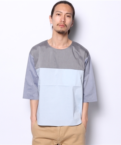 AMERICAN RAG CIE（アメリカンラグシー）の「AMERICAN RAG CIE クレイジーパターンプルオーバーシャツ 107-ANJ-M141-SH109∴（Tシャツ/カットソー・メンズ・ホワイト/ブルー・1/2）」の12枚目の写真