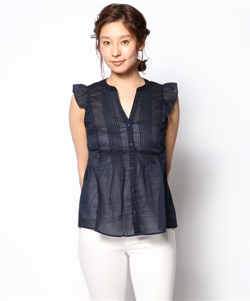 laboratory work(ラボラトリーワーク)の「80ローンピンタックブラウス(シャツ/ブラウス・レディース・オフホワイト/ライトイエロー/ピンク/ネイビー・MEDIUM)」の2枚目の写真