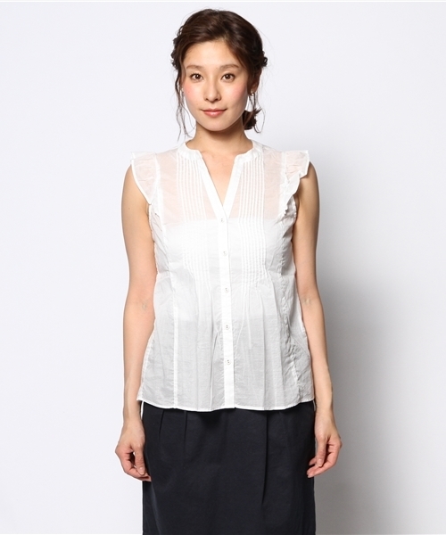 laboratory work(ラボラトリーワーク)の「80ローンピンタックブラウス(シャツ/ブラウス・レディース・オフホワイト/ライトイエロー/ピンク/ネイビー・MEDIUM)」の6枚目の写真