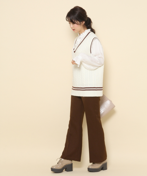 Heather(ヘザー)の「サテンドット2WAYブラウス 856634(シャツ/ブラウス・レディース・ホワイト/アイボリー/ブラウン・FREE)」の4枚目の写真