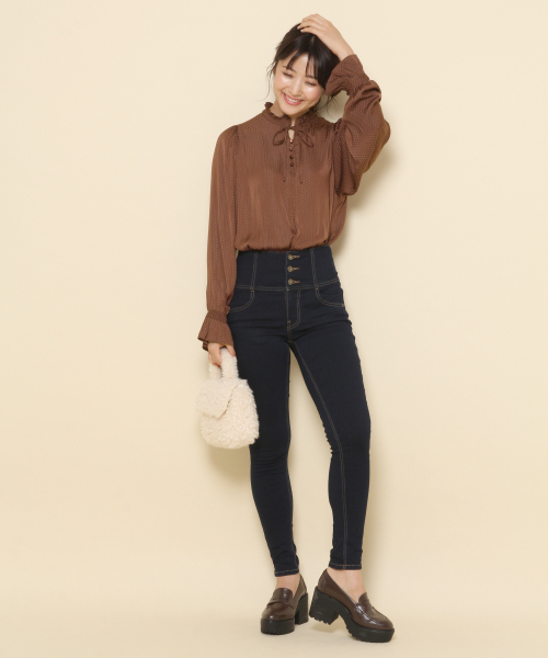 Heather(ヘザー)の「サテンドット2WAYブラウス 856634(シャツ/ブラウス・レディース・ホワイト/アイボリー/ブラウン・FREE)」の10枚目の写真