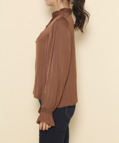 Heather(ヘザー)の「サテンドット2WAYブラウス 856634(シャツ/ブラウス・レディース・ホワイト/アイボリー/ブラウン・FREE)」の7枚目の写真