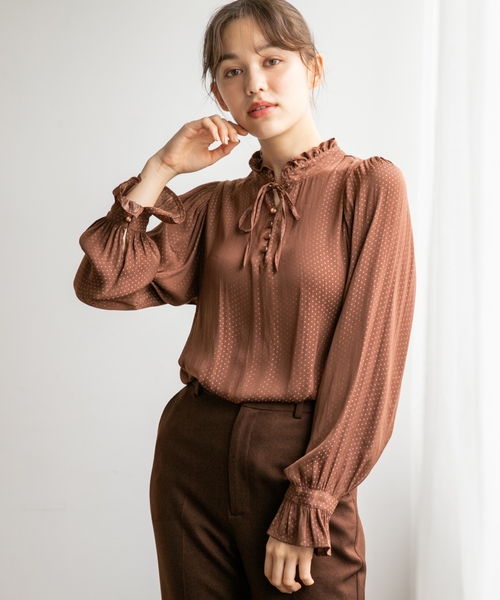 Heather(ヘザー)の「サテンドット2WAYブラウス 856634(シャツ/ブラウス・レディース・ホワイト/アイボリー/ブラウン・FREE)」の14枚目の写真