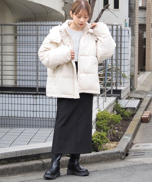 tiptop(ティップトップ)の「【選べる2タイプ】ファイバーダウンフードコート【web限定Lサイズあり】(ダウンジャケット/コート・レディース・ブラック/ピンク/アイボリー/A/ベージュ/キナリ/スミクロ/ブルー/オフホワイト・FREE/L)」の20枚目の写真