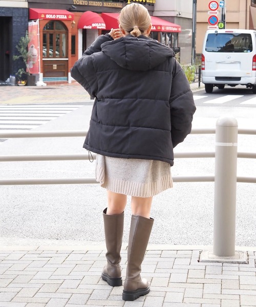 tiptop(ティップトップ)の「【選べる2タイプ】ファイバーダウンフードコート【web限定Lサイズあり】(ダウンジャケット/コート・レディース・ブラック/ピンク/アイボリー/A/ベージュ/キナリ/スミクロ/ブルー/オフホワイト・FREE/L)」の15枚目の写真