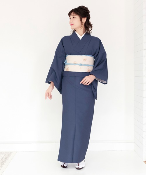 KYOETSU（キョウエツ）の「レディース洗える色無地袷着物（着物・レディース・ブラック/ダークブラウン/ネイビー/グレー/ピンク/ブルー/グリーン/ライトグリーン/ダークパープル/ライトイエロー/ローズ/アンティークゴールド/ダークネイビー/ライトパープル/スモークピンク/グレイッシュベージュ・TL/S/M/L/BL）」の7枚目の写真