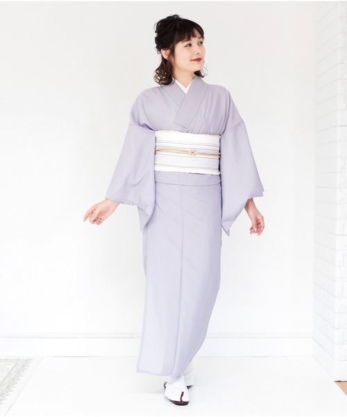 KYOETSU（キョウエツ）の「レディース洗える色無地袷着物（着物・レディース・ブラック/ダークブラウン/ネイビー/グレー/ピンク/ブルー/グリーン/ライトグリーン/ダークパープル/ライトイエロー/ローズ/アンティークゴールド/ダークネイビー/ライトパープル/スモークピンク/グレイッシュベージュ・TL/S/M/L/BL）」の3枚目の写真