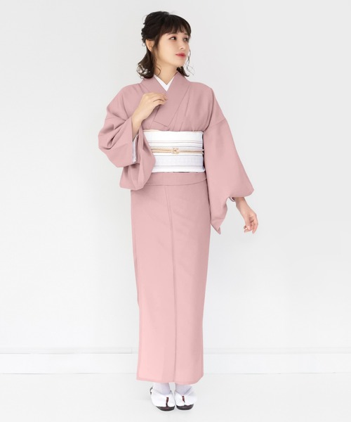 KYOETSU（キョウエツ）の「レディース洗える色無地袷着物（着物・レディース・ブラック/ダークブラウン/ネイビー/グレー/ピンク/ブルー/グリーン/ライトグリーン/ダークパープル/ライトイエロー/ローズ/アンティークゴールド/ダークネイビー/ライトパープル/スモークピンク/グレイッシュベージュ・TL/S/M/L/BL）」の14枚目の写真