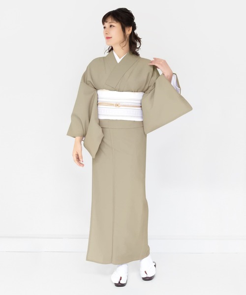 KYOETSU（キョウエツ）の「レディース洗える色無地袷着物（着物・レディース・ブラック/ダークブラウン/ネイビー/グレー/ピンク/ブルー/グリーン/ライトグリーン/ダークパープル/ライトイエロー/ローズ/アンティークゴールド/ダークネイビー/ライトパープル/スモークピンク/グレイッシュベージュ・TL/S/M/L/BL）」の4枚目の写真