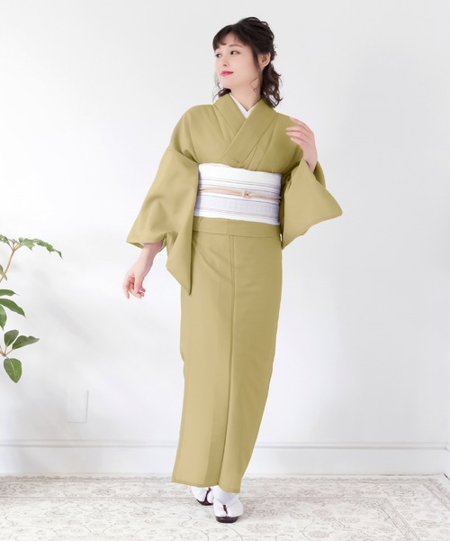 KYOETSU（キョウエツ）の「レディース洗える色無地袷着物（着物・レディース・ブラック/ダークブラウン/ネイビー/グレー/ピンク/ブルー/グリーン/ライトグリーン/ダークパープル/ライトイエロー/ローズ/アンティークゴールド/ダークネイビー/ライトパープル/スモークピンク/グレイッシュベージュ・TL/S/M/L/BL）」の16枚目の写真