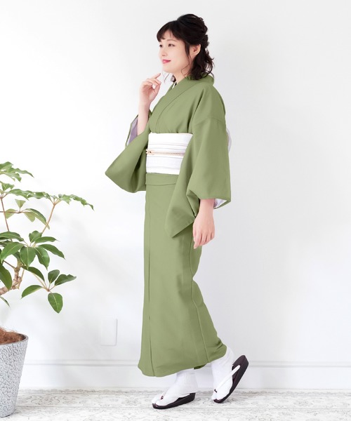 KYOETSU（キョウエツ）の「レディース洗える色無地袷着物（着物・レディース・ブラック/ダークブラウン/ネイビー/グレー/ピンク/ブルー/グリーン/ライトグリーン/ダークパープル/ライトイエロー/ローズ/アンティークゴールド/ダークネイビー/ライトパープル/スモークピンク/グレイッシュベージュ・TL/S/M/L/BL）」の5枚目の写真