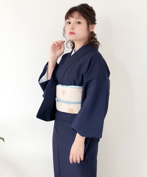 KYOETSU（キョウエツ）の「レディース洗える色無地袷着物（着物・レディース・ブラック/ダークブラウン/ネイビー/グレー/ピンク/ブルー/グリーン/ライトグリーン/ダークパープル/ライトイエロー/ローズ/アンティークゴールド/ダークネイビー/ライトパープル/スモークピンク/グレイッシュベージュ・TL/S/M/L/BL）」の9枚目の写真