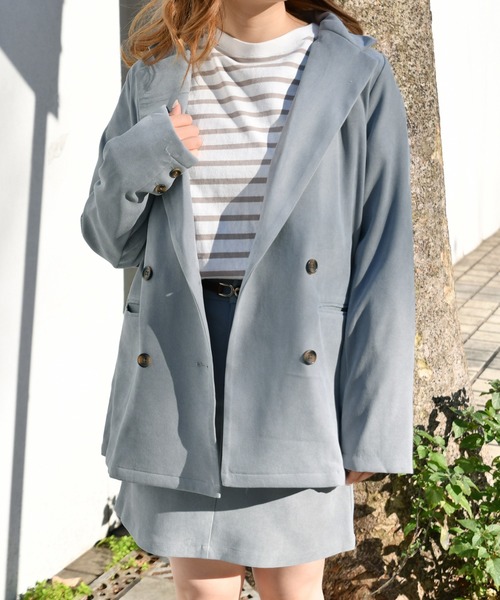 PairPair(ペアペア)の「ダブルテーラードジャケット(セットアップ)(テーラードジャケット・レディース・ライトベージュ/ブルーグレー/モカ・FREE)」の18枚目の写真