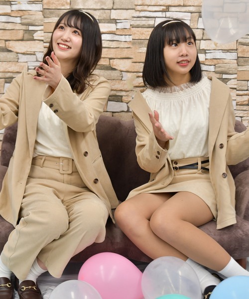 PairPair(ペアペア)の「ダブルテーラードジャケット(セットアップ)(テーラードジャケット・レディース・ライトベージュ/ブルーグレー/モカ・FREE)」の5枚目の写真