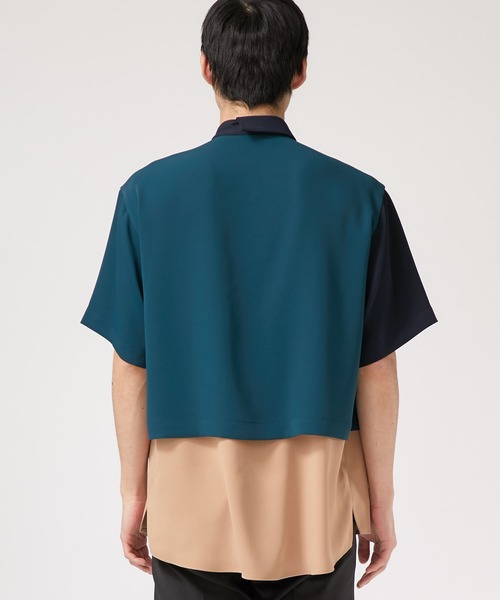 CULLNI（クルニ）の「【CULLNI】STUDIOUS限定　LAYERED ASYMMETRY S/S SH（シャツ/ブラウス・メンズ・ベージュ/グリーン・SMALL/MEDIUM）」の10枚目の写真